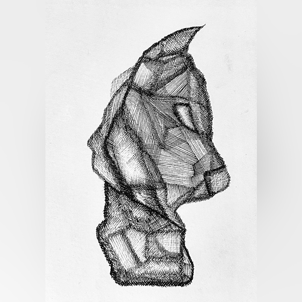 Abstract Black and White Line Art Print